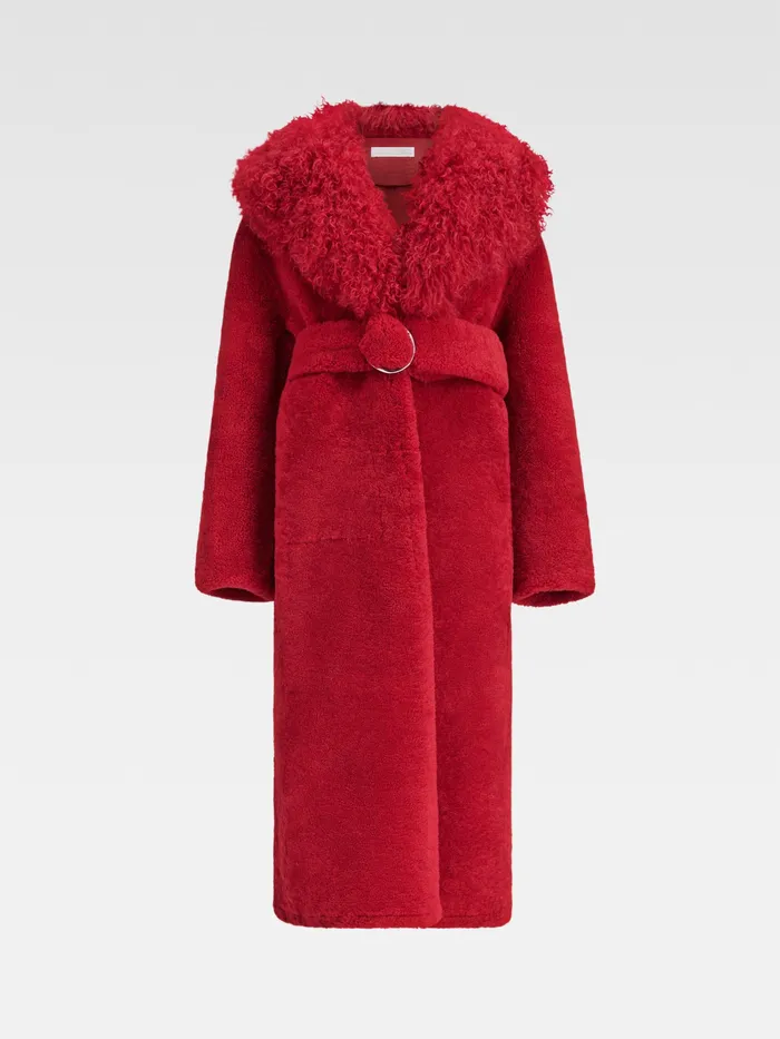JACQUEMUS Coats and Jackets Shearling Long Coat Dark Red 8211 Women