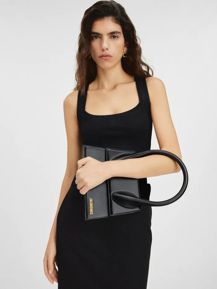JACQUEMUS Crossbody and Handbags Large Leather Handbag Black 8211 Women