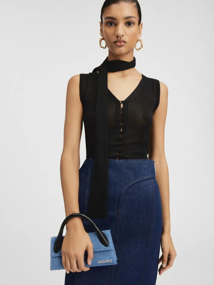 JACQUEMUS Crossbody and Handbags Long Denim Handbag Blue 8211 Women