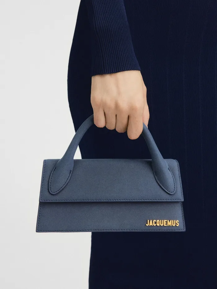 JACQUEMUS Crossbody and Handbags Long Leather Handbag Dark Navy 8211 Women
