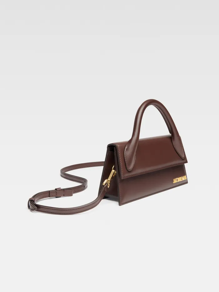 JACQUEMUS Crossbody and Handbags Long Leather Handbag Midnight Brown 8211 Women