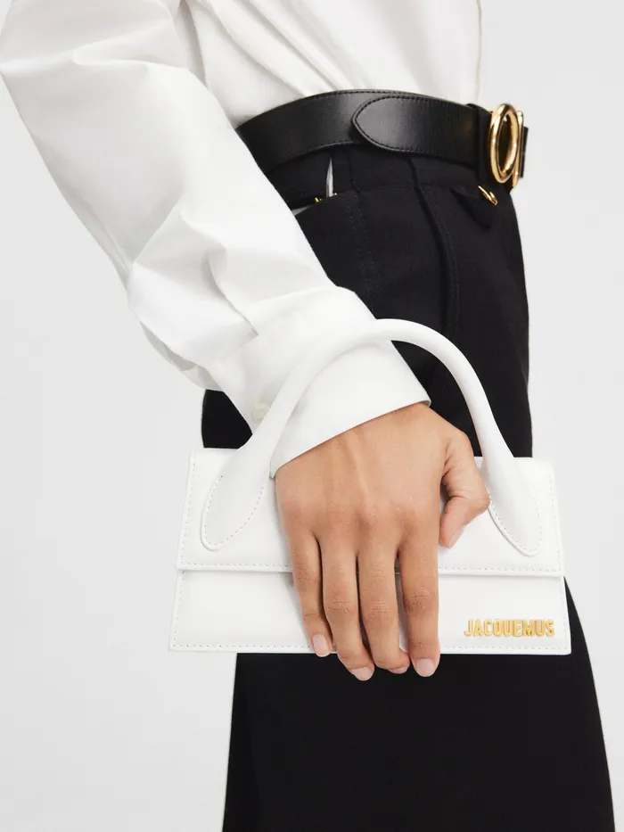JACQUEMUS Crossbody and Handbags Long Leather Handbag White 8211 Women