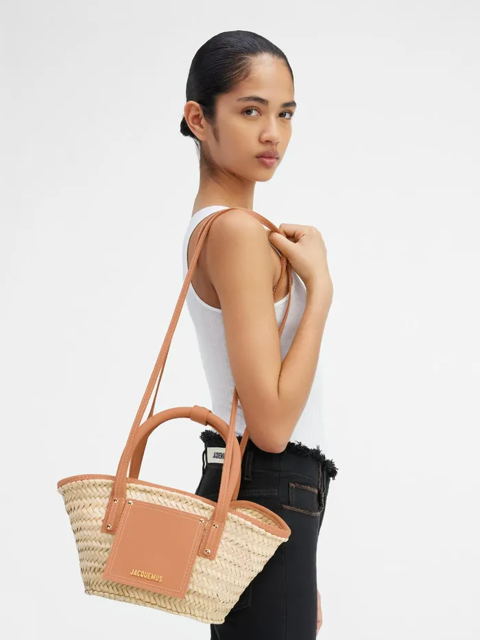 JACQUEMUS Crossbody and Handbags Mini Beach Basket Bag Light Brown 8211 Women