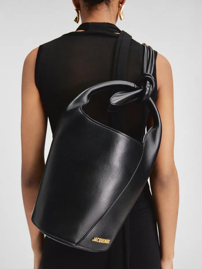 JACQUEMUS Crossbody and Handbags Mini Knotted Bucket Bag Black 8211 Women