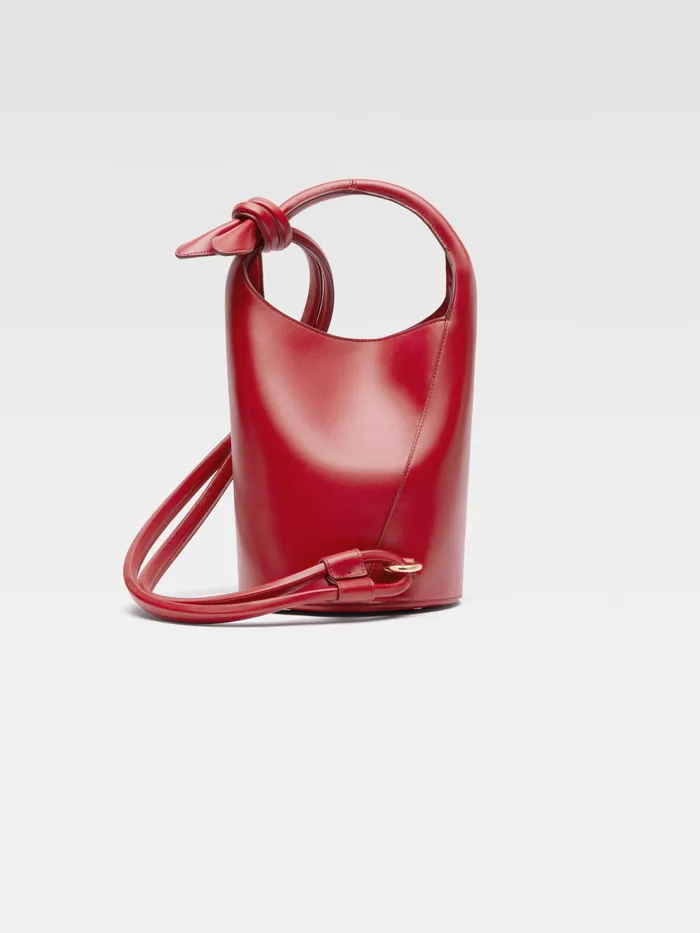 JACQUEMUS Crossbody and Handbags Mini Knotted Bucket Bag Dark Red 8211 Women
