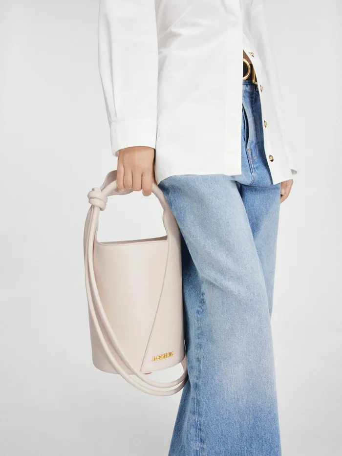 JACQUEMUS Crossbody and Handbags Mini Knotted Bucket Bag Light Ivory 8211 Women