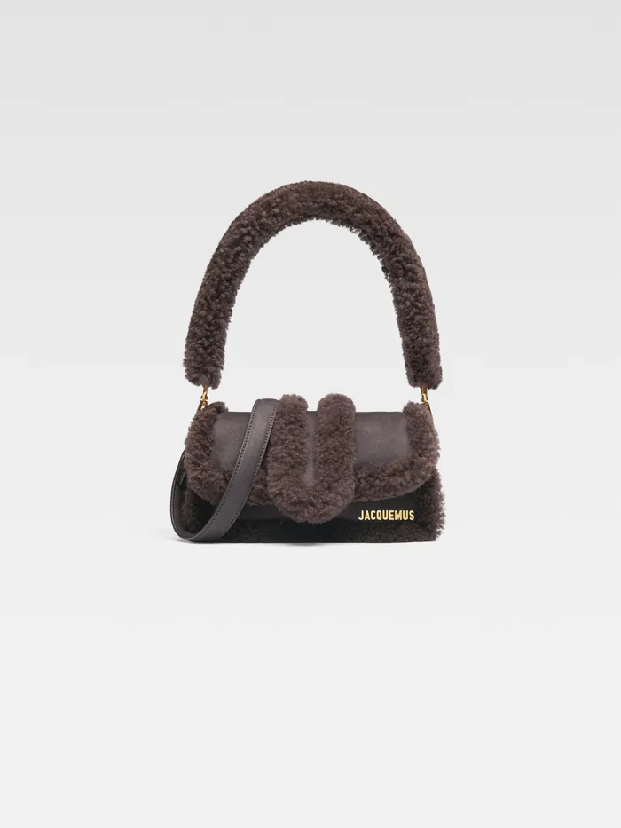 JACQUEMUS Crossbody and Handbags Mini Puffed Shearling Bag Dark Brown 8211 Women