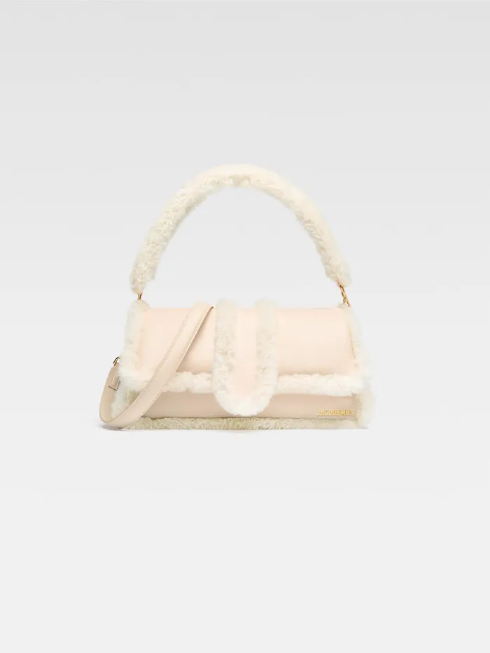 JACQUEMUS Crossbody and Handbags Puffed Shearling Flap Bag Light Beige 8211 Women JACQUEMUS Crossbody and Handbags Puffed Shearling Flap Bag Light Beige 8211 Women