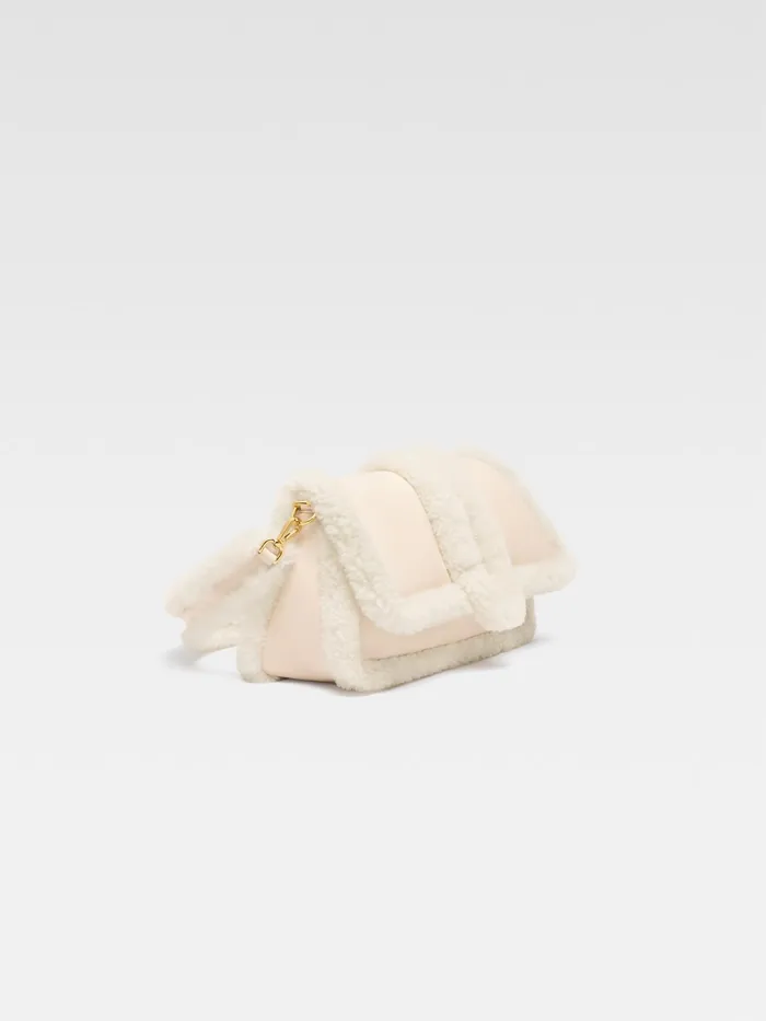JACQUEMUS Crossbody and Handbags Puffed Shearling Flap Bag Light Beige 8211 Women