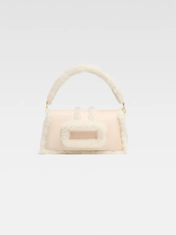 JACQUEMUS Crossbody and Handbags Puffed Shearling Flap Bag Light Beige 8211 Women