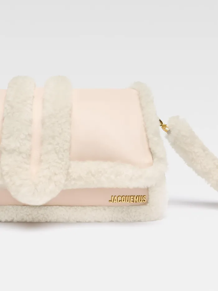 JACQUEMUS Crossbody and Handbags Puffed Shearling Flap Bag Light Beige 8211 Women