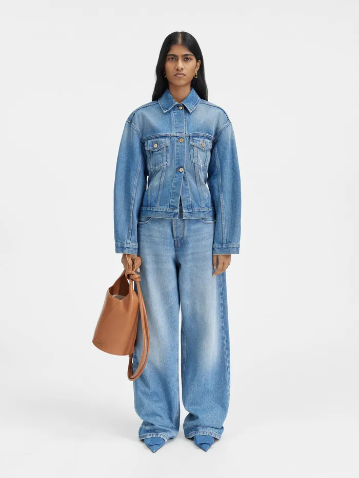 JACQUEMUS Denim Curved Denim Jacket Bluetabac 2 8211 Women