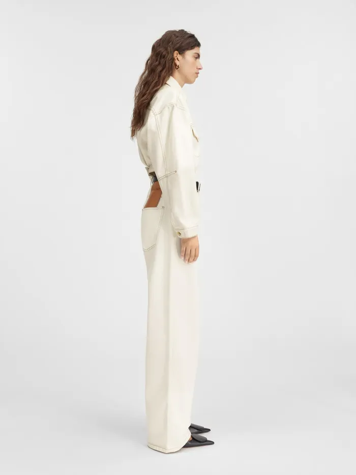 JACQUEMUS Denim Curved Denim Jacket Offwhitetabac 8211 Women