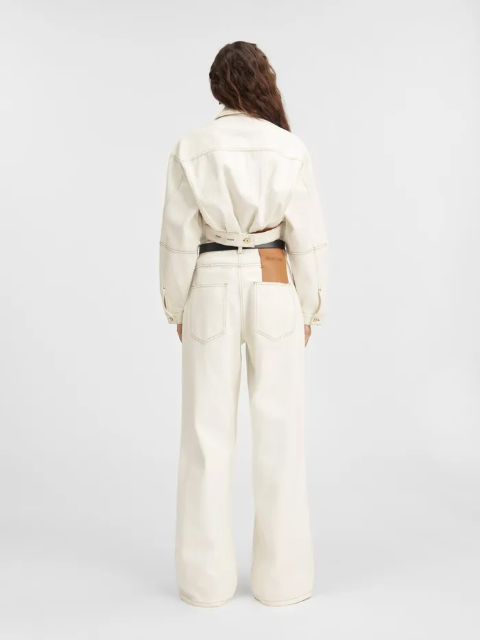 JACQUEMUS Denim Curved Denim Jacket Offwhitetabac 8211 Women