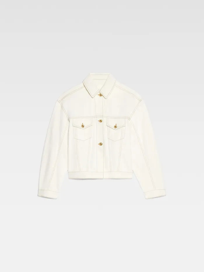 JACQUEMUS Denim Curved Denim Jacket Offwhitetabac 8211 Women