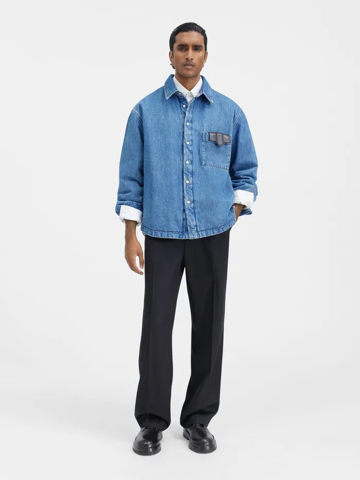 JACQUEMUS Denim Puffed Denim Overshirt Bluetabac 2 8211 Men