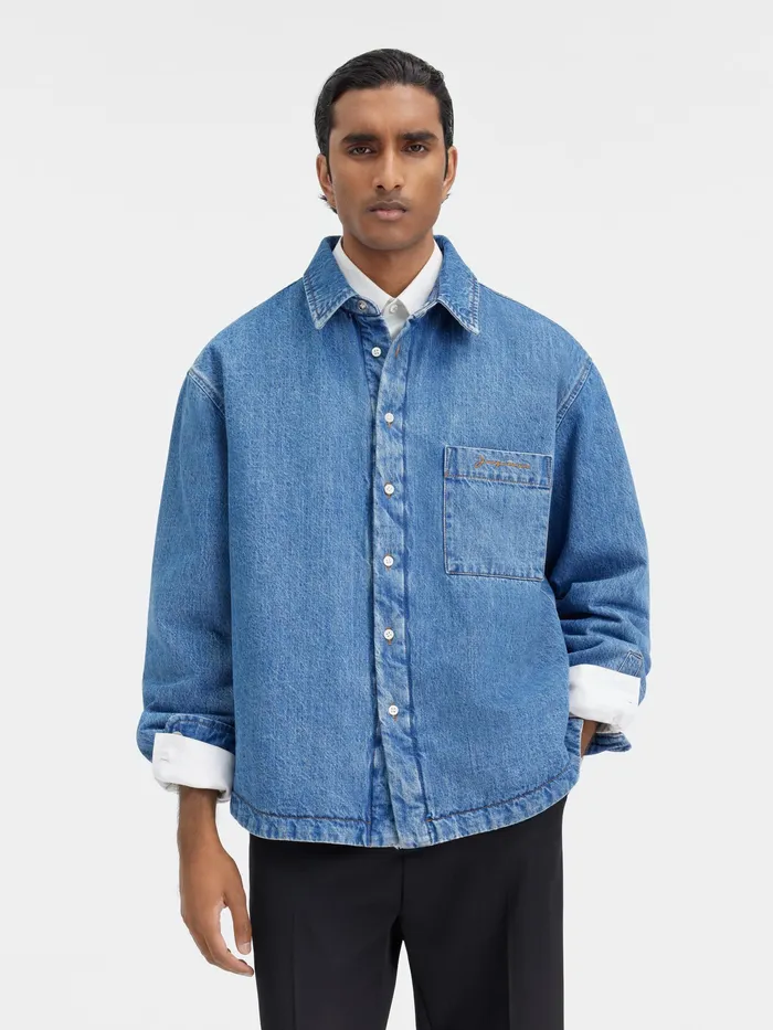 JACQUEMUS Denim Puffed Denim Overshirt Bluetabac 2 8211 Men