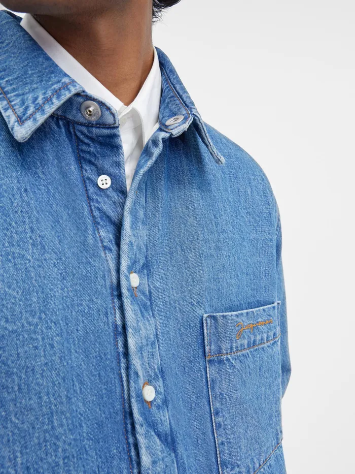 JACQUEMUS Denim Puffed Denim Overshirt Bluetabac 2 8211 Men
