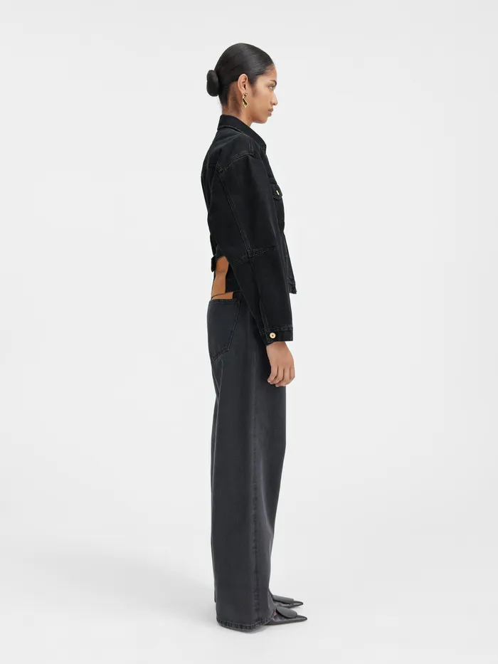 JACQUEMUS Denim Round Denim Jacket Black 8211 Women