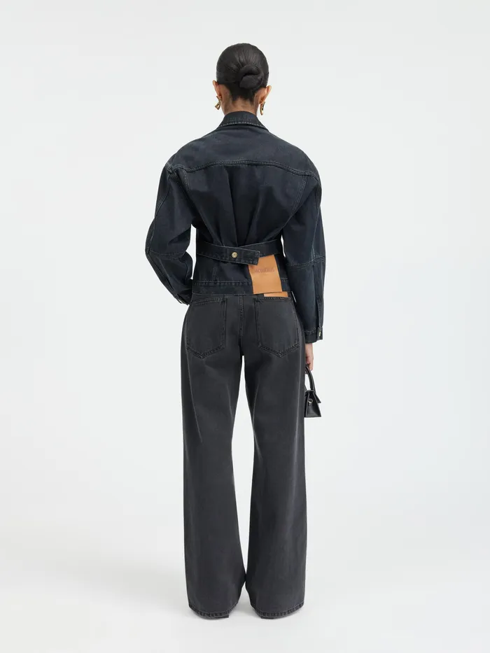 JACQUEMUS Denim Round Denim Jacket Black 8211 Women