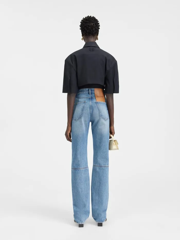 JACQUEMUS Denim Straight Leg Jeans Bluetabac 2 8211 Women