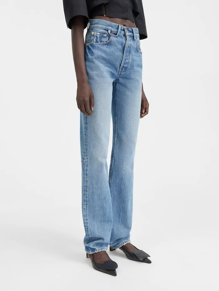 JACQUEMUS Denim Straight Leg Jeans Bluetabac 2 8211 Women