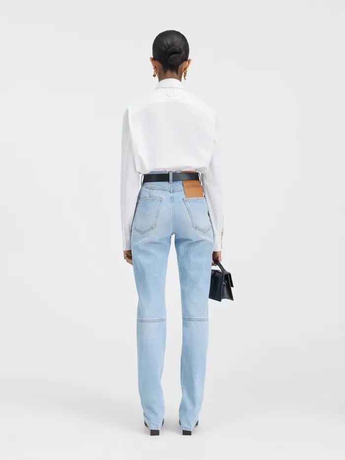 JACQUEMUS Denim Straight Leg Jeans Light Bluetabac 8211 Women