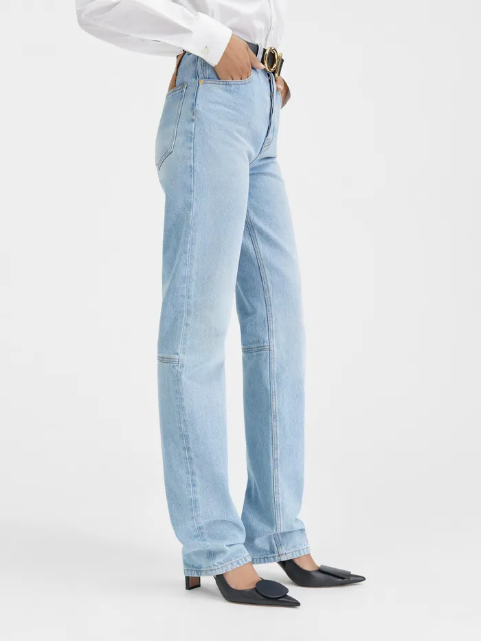 JACQUEMUS Denim Straight Leg Jeans Light Bluetabac 8211 Women