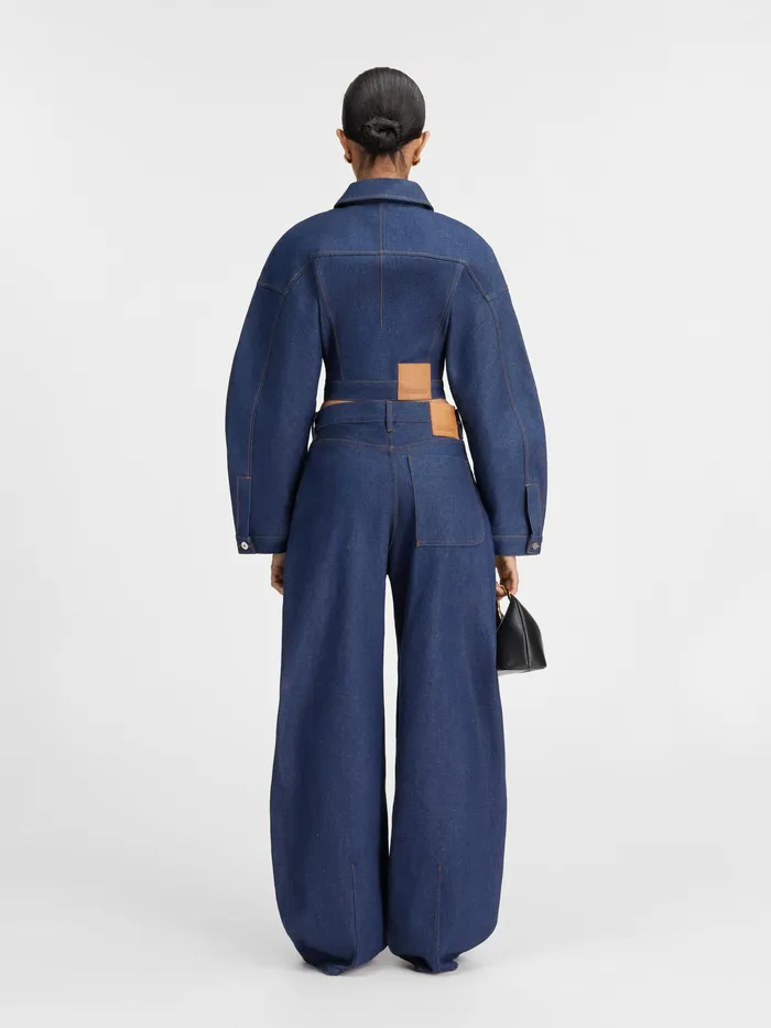 JACQUEMUS Denim Wide Curved Jeans Navybrown 8211 Women