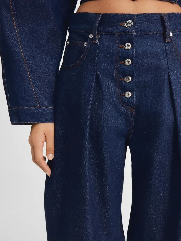 JACQUEMUS Denim Wide Curved Jeans Navybrown 8211 Women