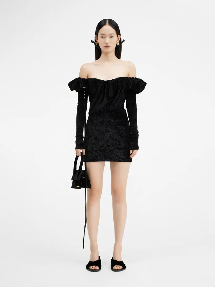 JACQUEMUS Dresses and Skirts Asymetric Draped Mini Dress Black 8211 Women