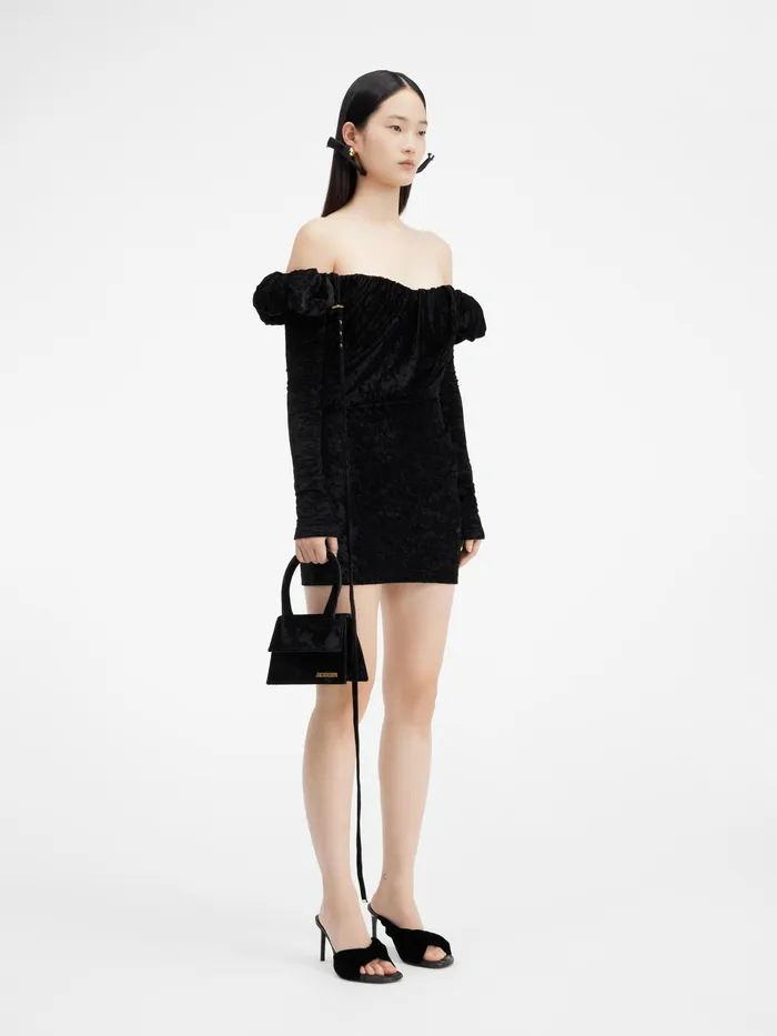 JACQUEMUS Dresses and Skirts Asymetric Draped Mini Dress Black 8211 Women