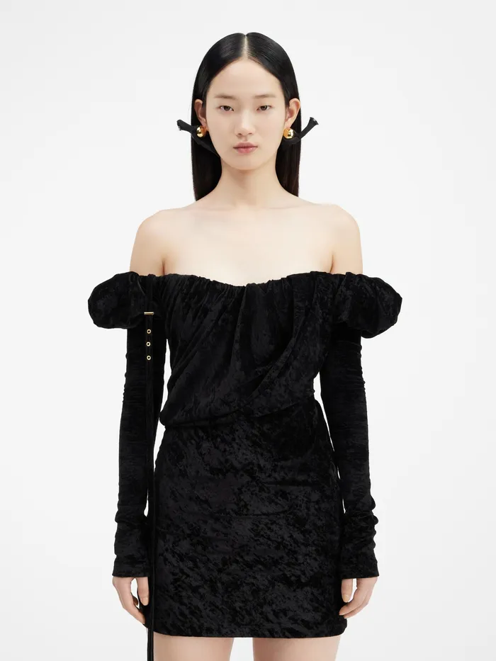 JACQUEMUS Dresses and Skirts Asymetric Draped Mini Dress Black 8211 Women