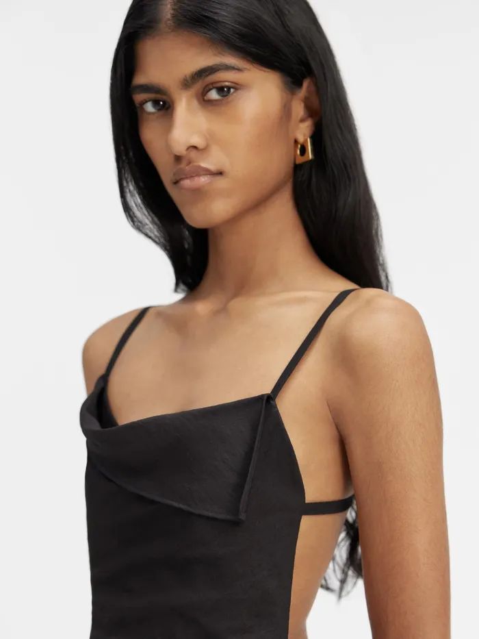 JACQUEMUS Dresses and Skirts Asymmetric Draped Mini Dress Black 8211 Women