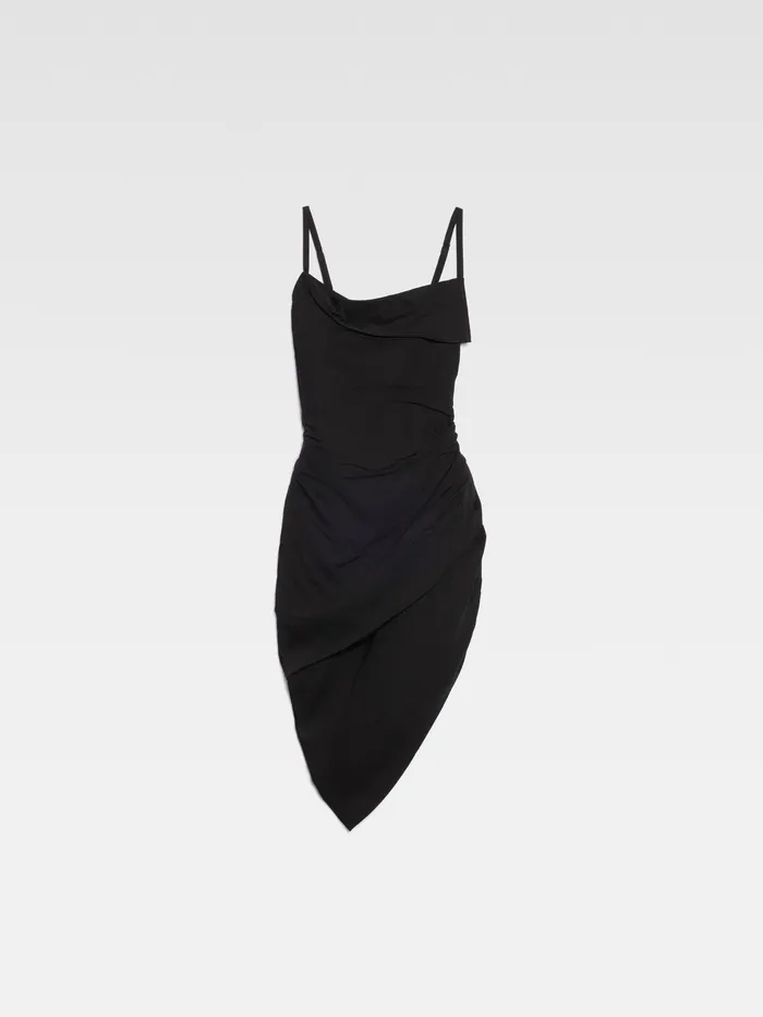 JACQUEMUS Dresses and Skirts Asymmetric Draped Mini Dress Black 8211 Women