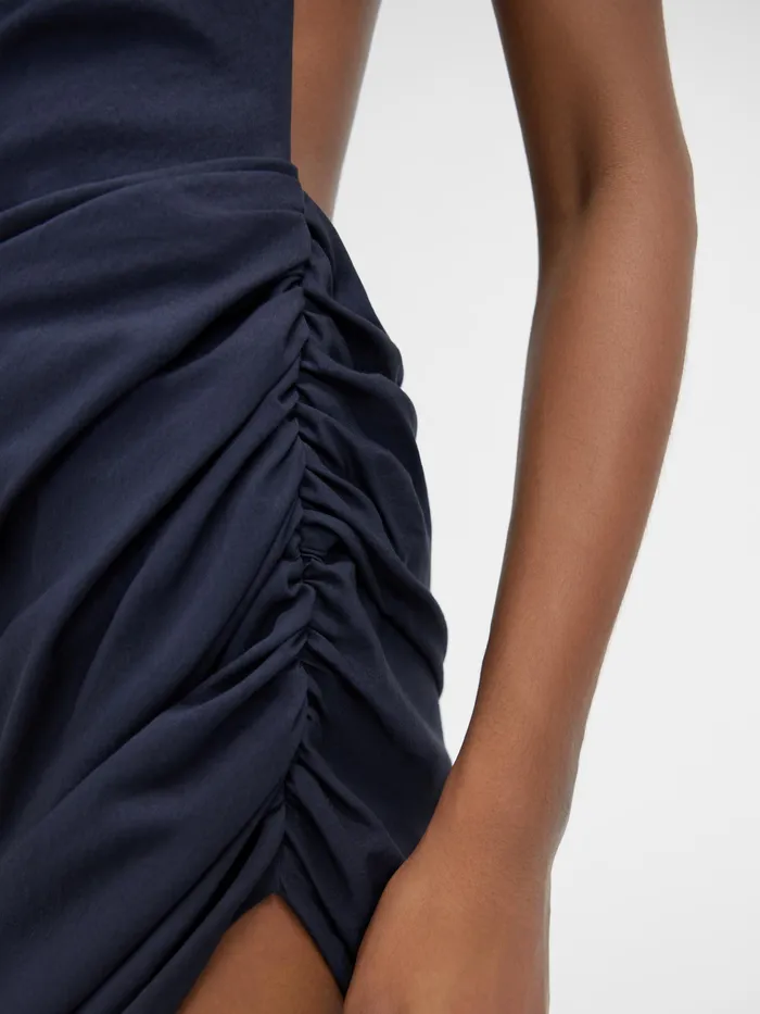 JACQUEMUS Dresses and Skirts Asymmetric Draped Mini Dress Dark Navy 8211 Women