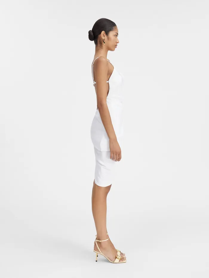 JACQUEMUS Dresses and Skirts Asymmetric Draped Mini Dress White 8211 Women