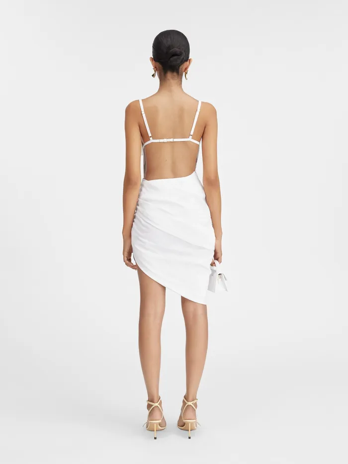 JACQUEMUS Dresses and Skirts Asymmetric Draped Mini Dress White 8211 Women