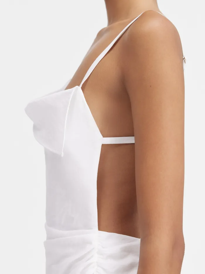 JACQUEMUS Dresses and Skirts Asymmetric Draped Mini Dress White 8211 Women
