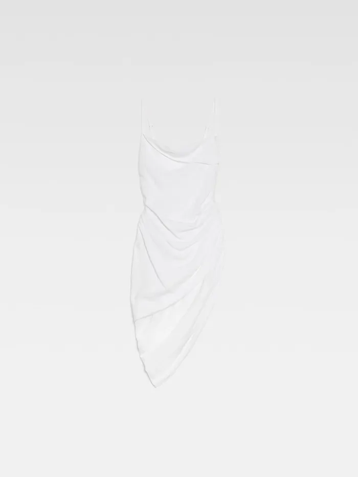 JACQUEMUS Dresses and Skirts Asymmetric Draped Mini Dress White 8211 Women
