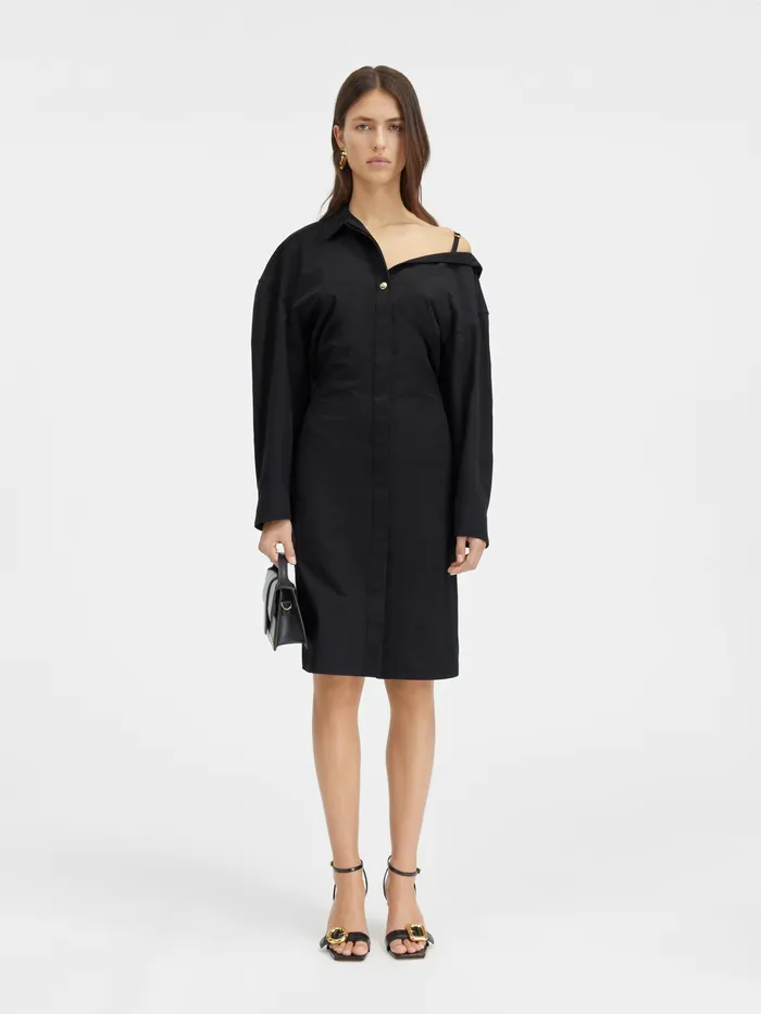 JACQUEMUS Dresses and Skirts Asymmetric Mini Shirt Dress Black 8211 Women