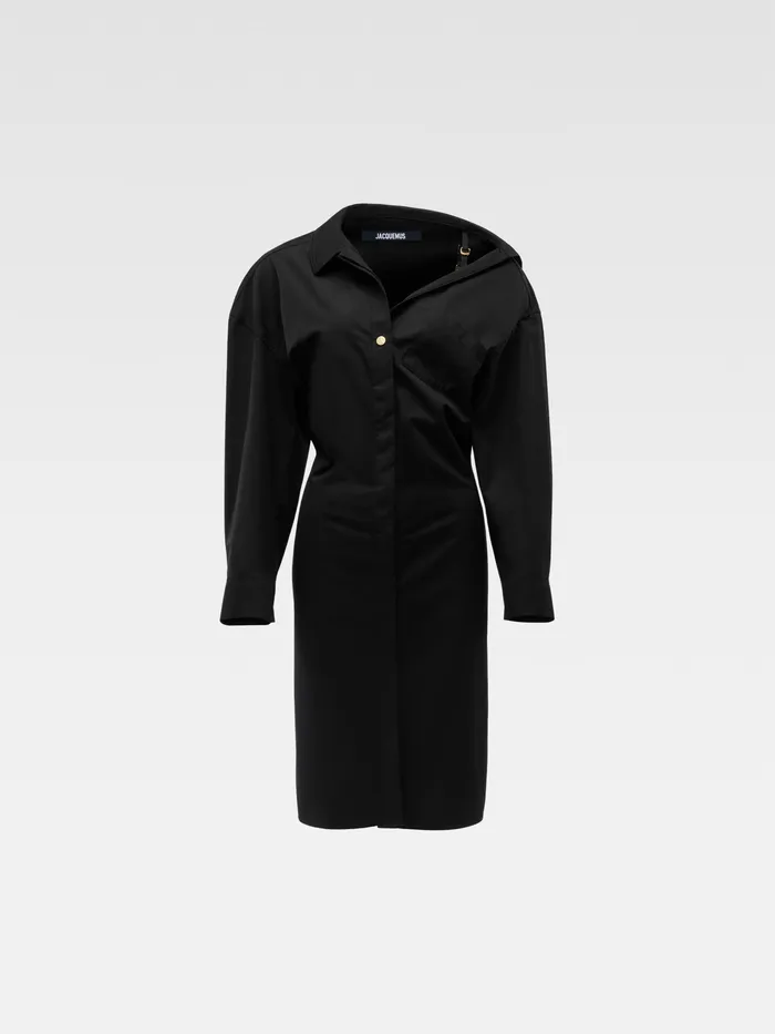 JACQUEMUS Dresses and Skirts Asymmetric Mini Shirt Dress Black 8211 Women