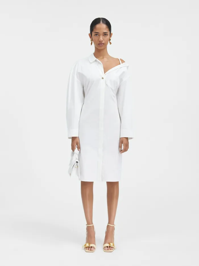 JACQUEMUS Dresses and Skirts Asymmetric Mini Shirt Dress White 8211 Women