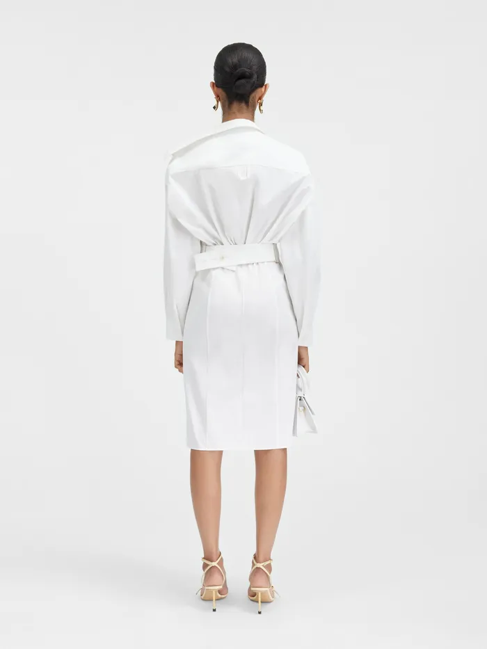 JACQUEMUS Dresses and Skirts Asymmetric Mini Shirt Dress White 8211 Women