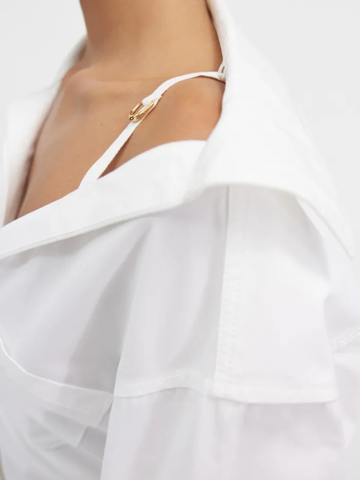 JACQUEMUS Dresses and Skirts Asymmetric Mini Shirt Dress White 8211 Women