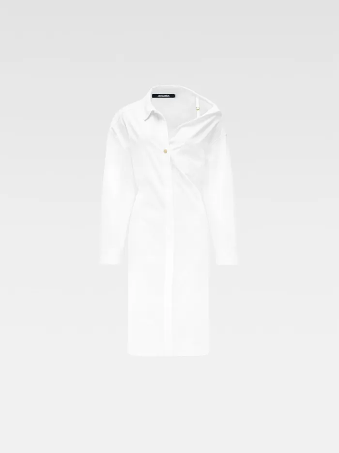 JACQUEMUS Dresses and Skirts Asymmetric Mini Shirt Dress White 8211 Women