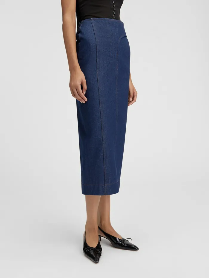 JACQUEMUS Dresses and Skirts Denim Pencil Skirt Navybrown 8211 Women
