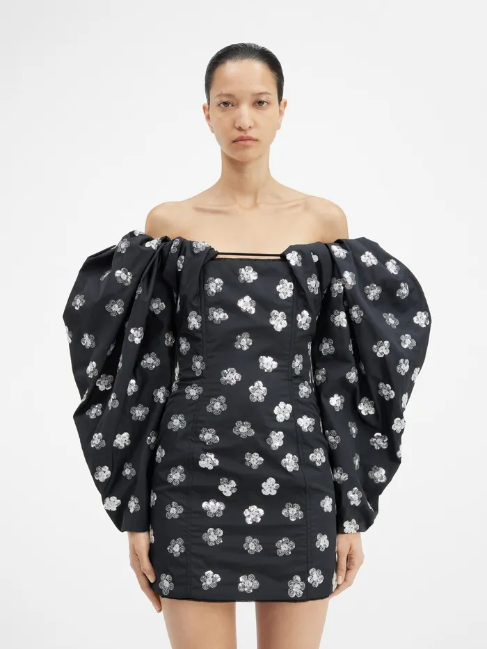 JACQUEMUS Dresses and Skirts Draped Mini Dress Sequins Flowers Embroidered 8211 Women