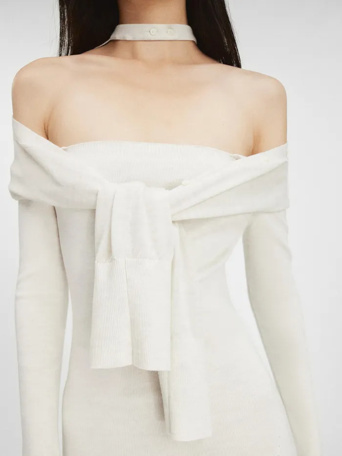 JACQUEMUS Dresses and Skirts Faux Cardigan Dress Ivory 8211 Women