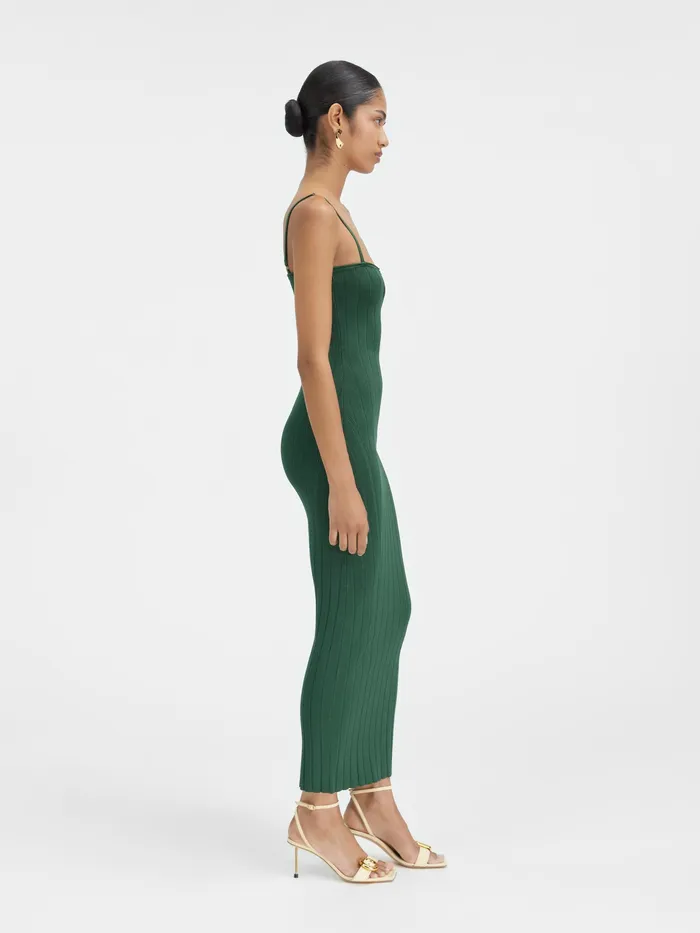 JACQUEMUS Dresses and Skirts Knitted Lingerie Dress Dark Green 8211 Women